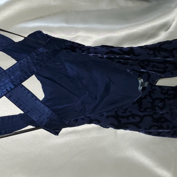 Bebe Blue Crisscross Back Velvet Dress - Picture 7 of 8